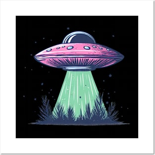 Purple ufo attack Posters and Art